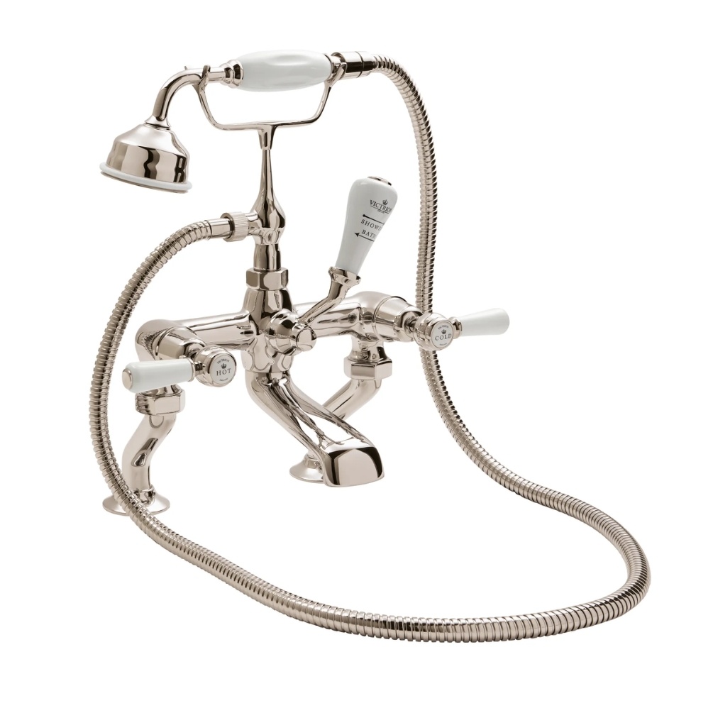 BC Designs Victrion  Lever Nickel Deck Mounted Bath Shower Mixer Cut Out